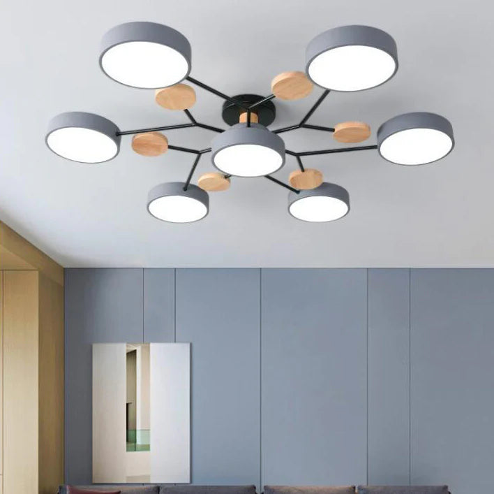 Skandynawska okrągła lampa sufitowa LED z designem gałązki