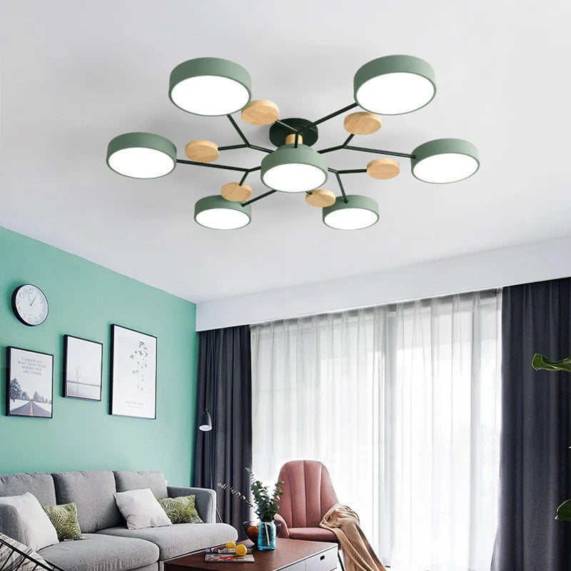 Skandynawska okrągła lampa sufitowa LED z designem gałązki