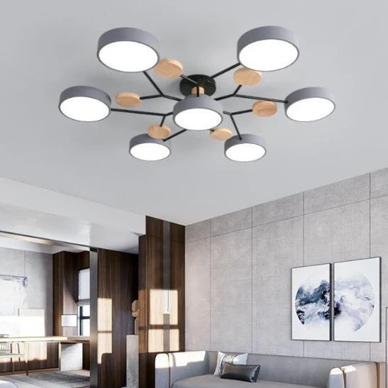 Skandynawska okrągła lampa sufitowa LED z designem gałązki