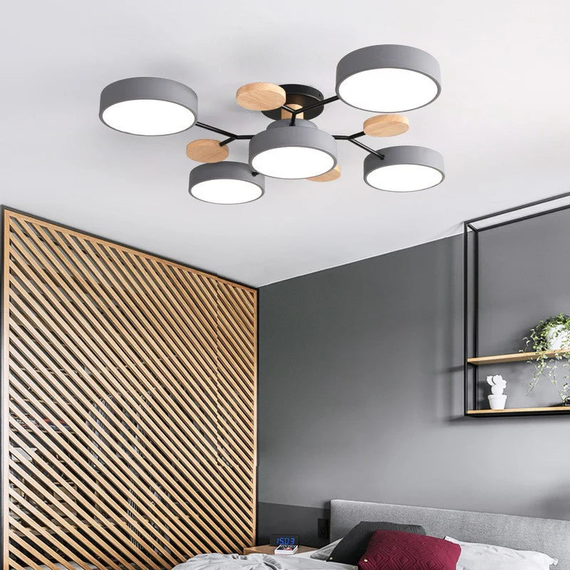Skandynawska okrągła lampa sufitowa LED z designem gałązki