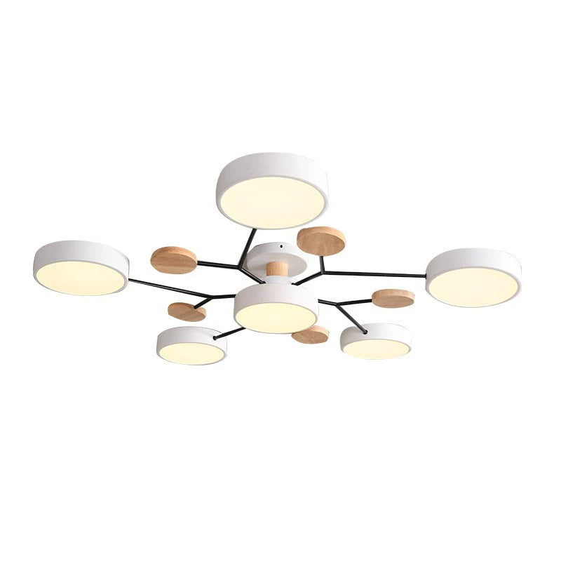Skandynawska okrągła lampa sufitowa LED z designem gałązki