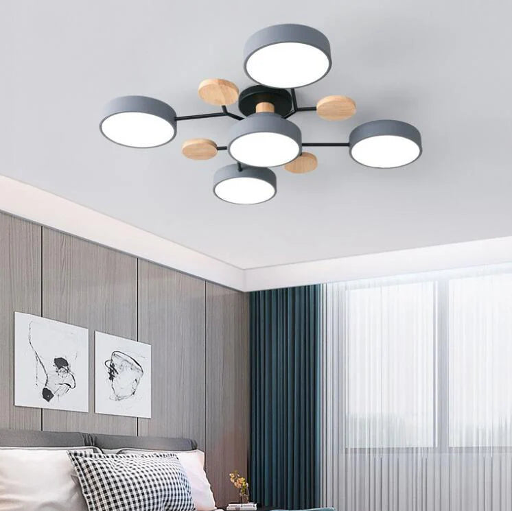 Skandynawska okrągła lampa sufitowa LED z designem gałązki