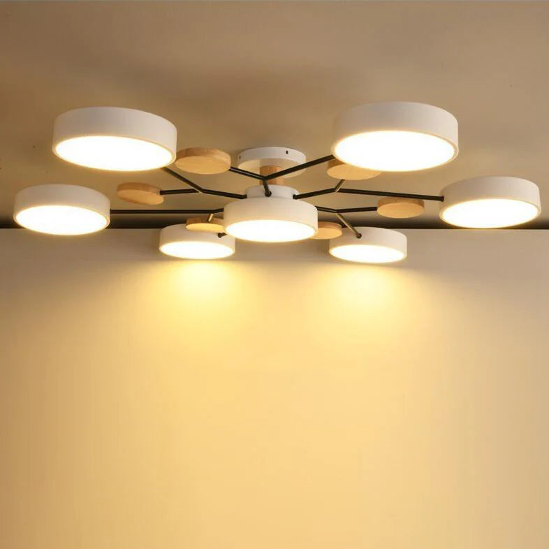 Skandynawska okrągła lampa sufitowa LED z designem gałązki