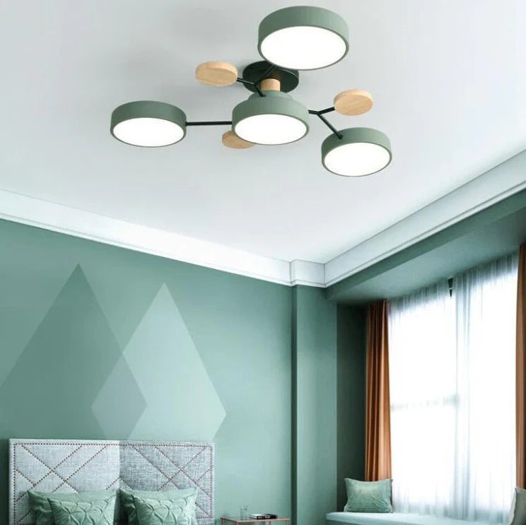 Skandynawska okrągła lampa sufitowa LED z designem gałązki