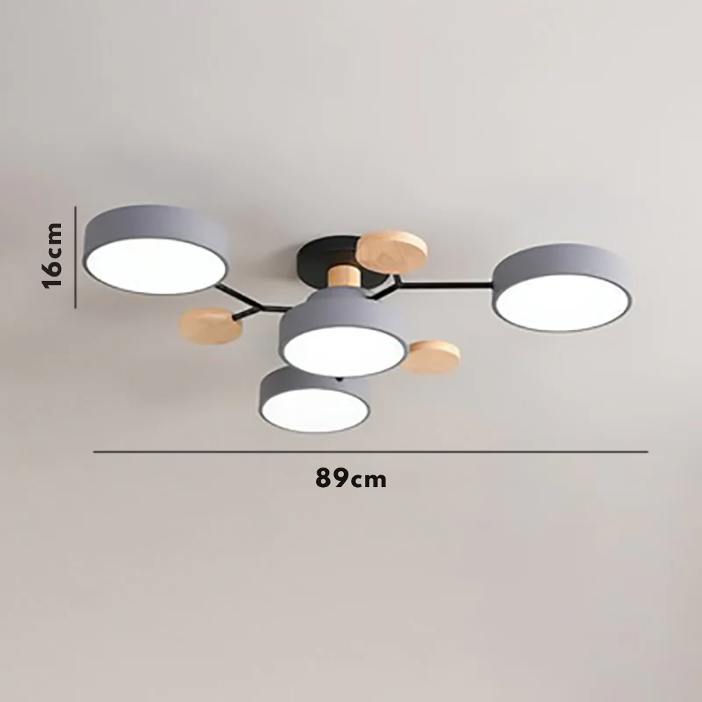 Skandynawska okrągła lampa sufitowa LED z designem gałązki