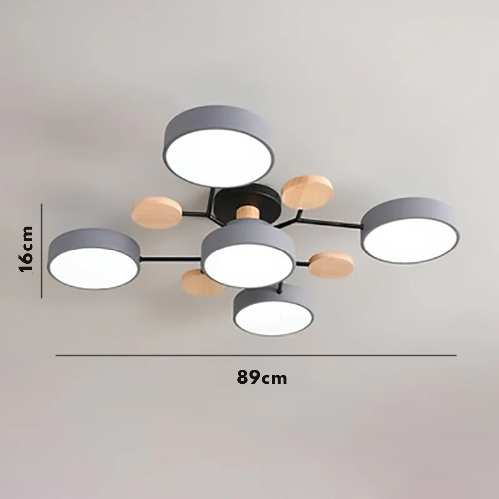 Skandynawska okrągła lampa sufitowa LED z designem gałązki
