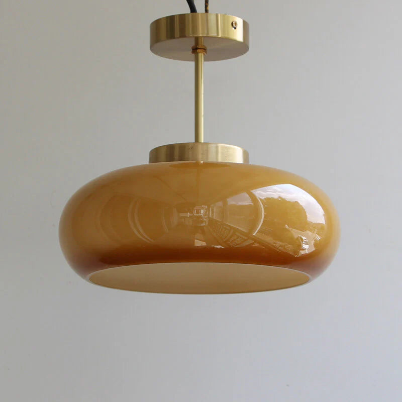 Vintage’owa mosiężna lampa sufitowa półprzysufitowa