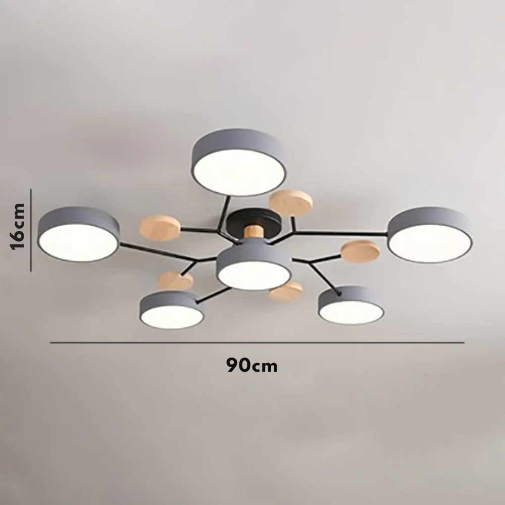 Skandynawska okrągła lampa sufitowa LED z designem gałązki