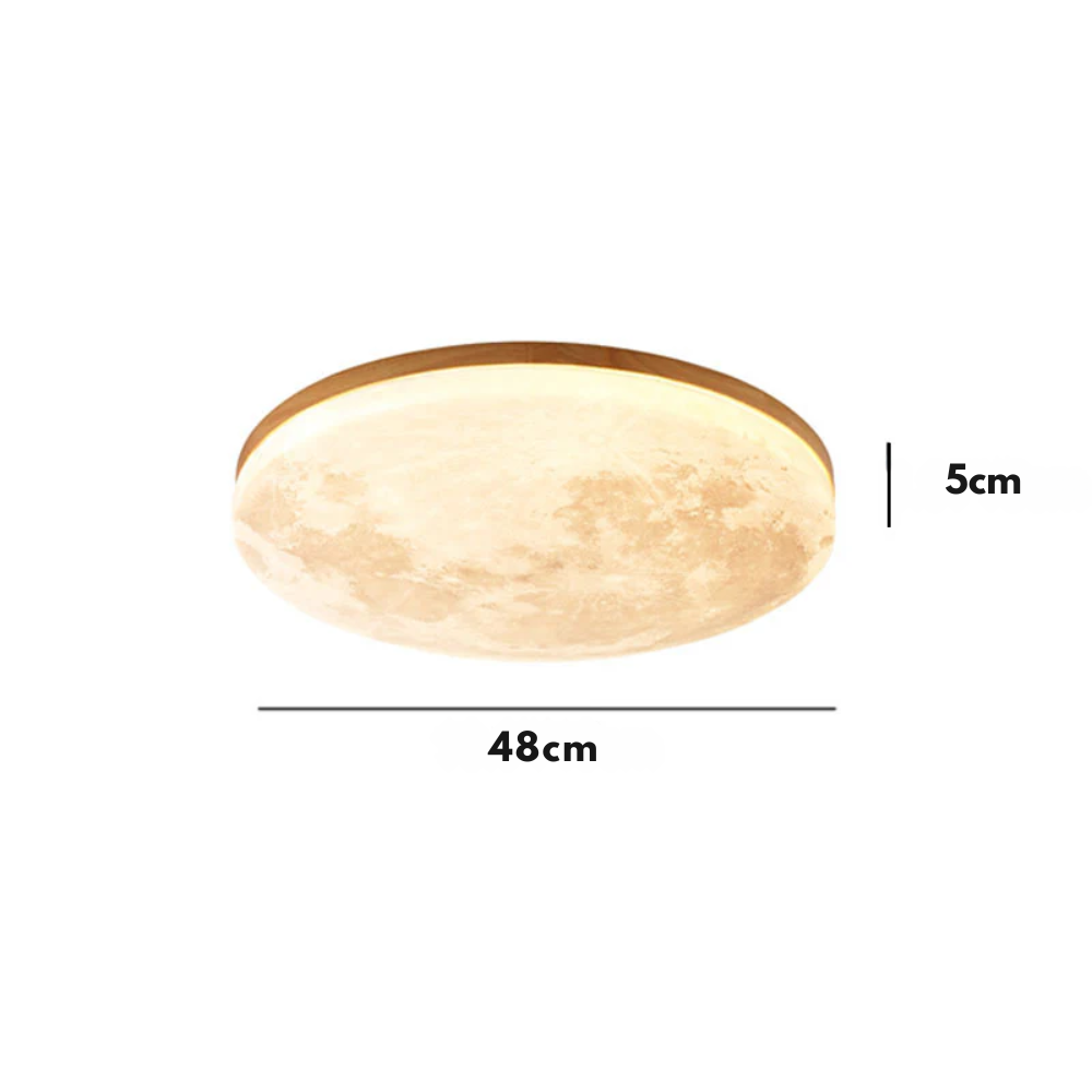 Minimalistisk rund LED-taklampa med månmotiv