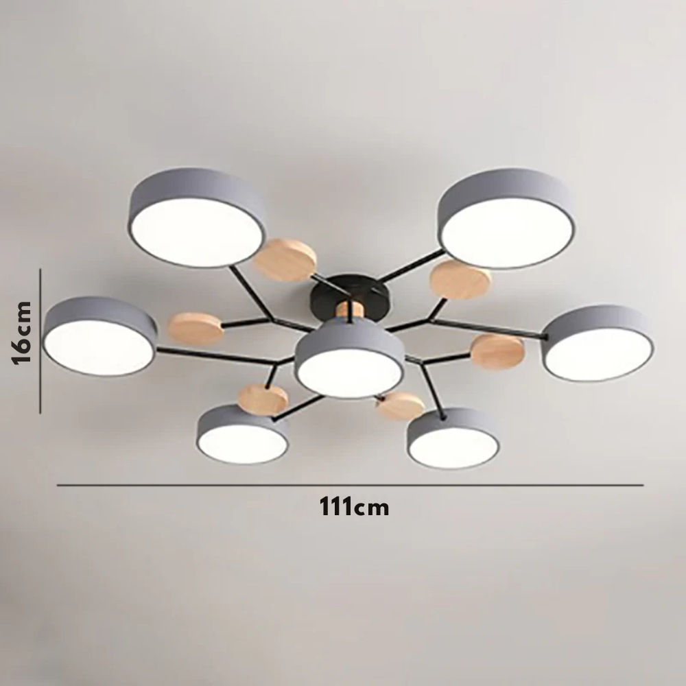 Skandynawska okrągła lampa sufitowa LED z designem gałązki
