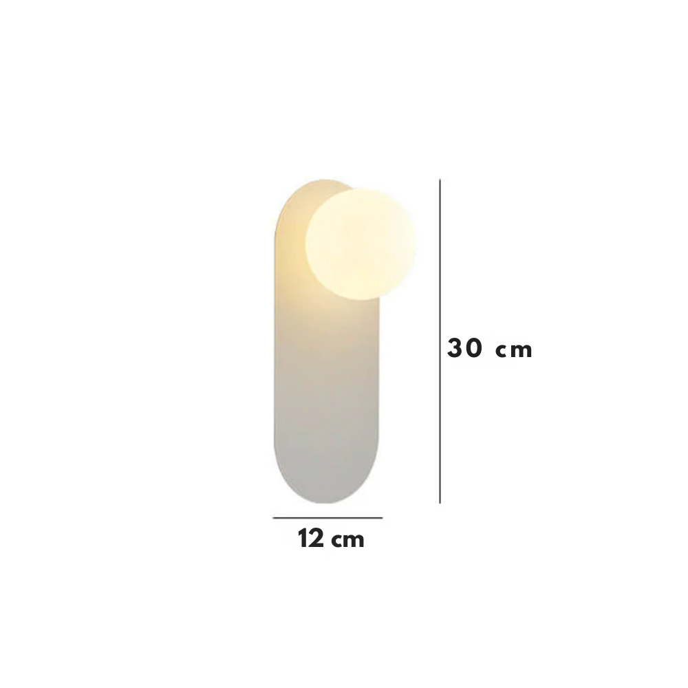 Minimalistyczna kinkietowa lampa ścienna z okrągłą szklaną podstawą