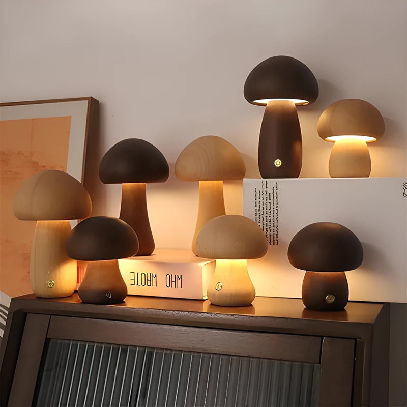 Drewniana Lampa Stołowa Bezprzewodowa | Ładowanie USB, 0.5 kg 1