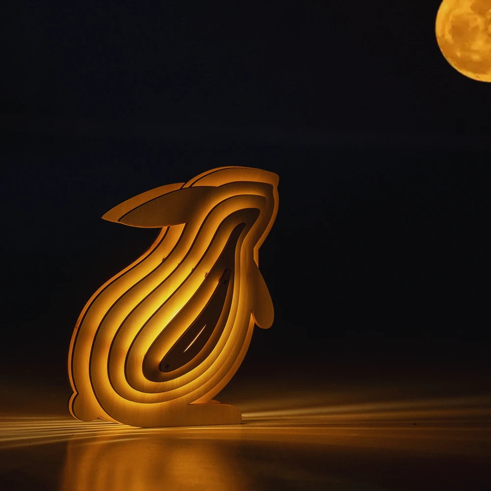 Drewniana Lampa Zwierzęca 3D | Unikalny Design, Ciepłe Światło Nocne do Sypialni i Salonu 12