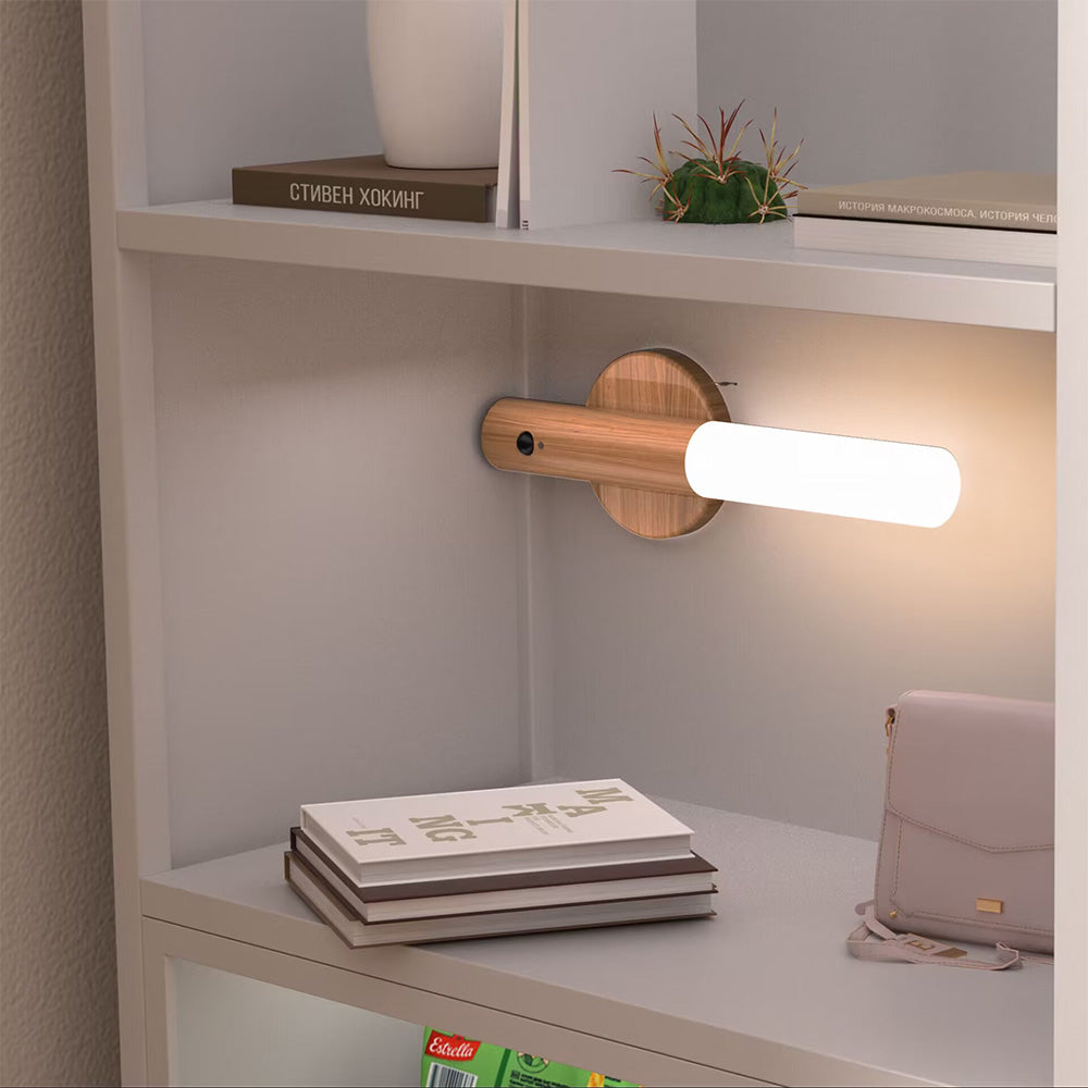 Drewniana lampa ścienna LED z czujnikiem ruchu i podwójnymi czujnikami | Energooszczędne oświetlenie do sypialni i korytarzy 4