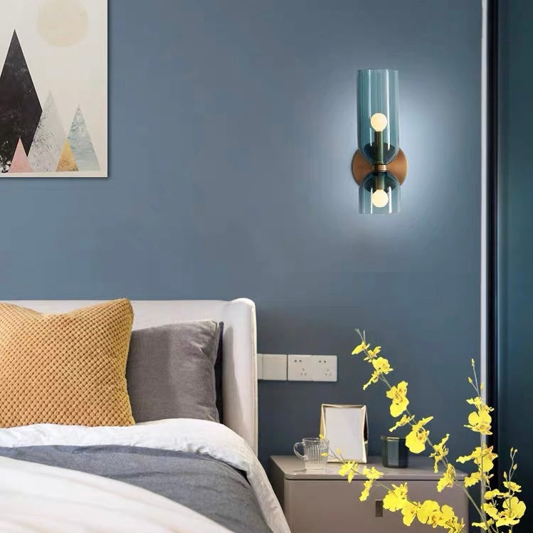 Elegancka Szklana Lampa Ścienna z Podwójnym Wzorem – Kinkiet Ścienny do Sypialni i Salonu 1