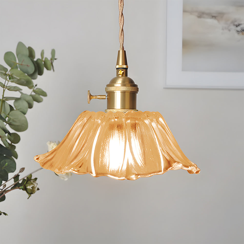 Elegancki Żyrandol Retro Do Jadalni, Szklana Lampa W Kwiatowy Wzór, Regulowana Wysokość 150 cm, Idealny Do Salonu I Pokoju 10