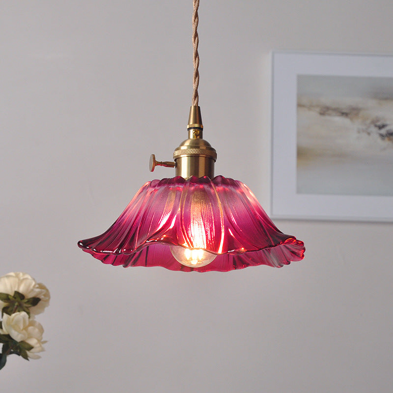 Elegancki Żyrandol Retro Do Jadalni, Szklana Lampa W Kwiatowy Wzór, Regulowana Wysokość 150 cm, Idealny Do Salonu I Pokoju 9