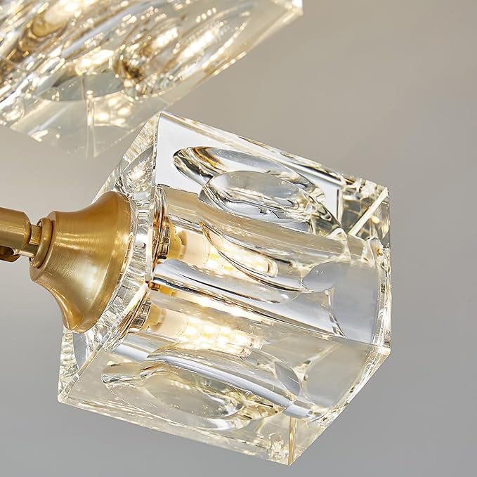 Kryształowa Lampa Sufitowa do Sypialni | Złoty Półplafon, Eleganckie Oświetlenie do Salonów i Korytarzy 5