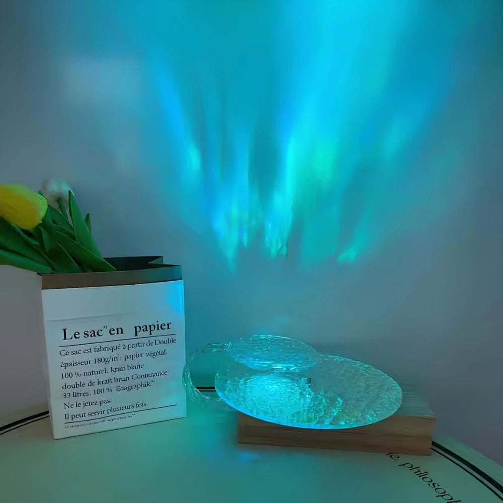 Lampa Atmosferyczna z Projekcją Zachodu Słońca | Regulowane Światło, Akryl i Drewno 4