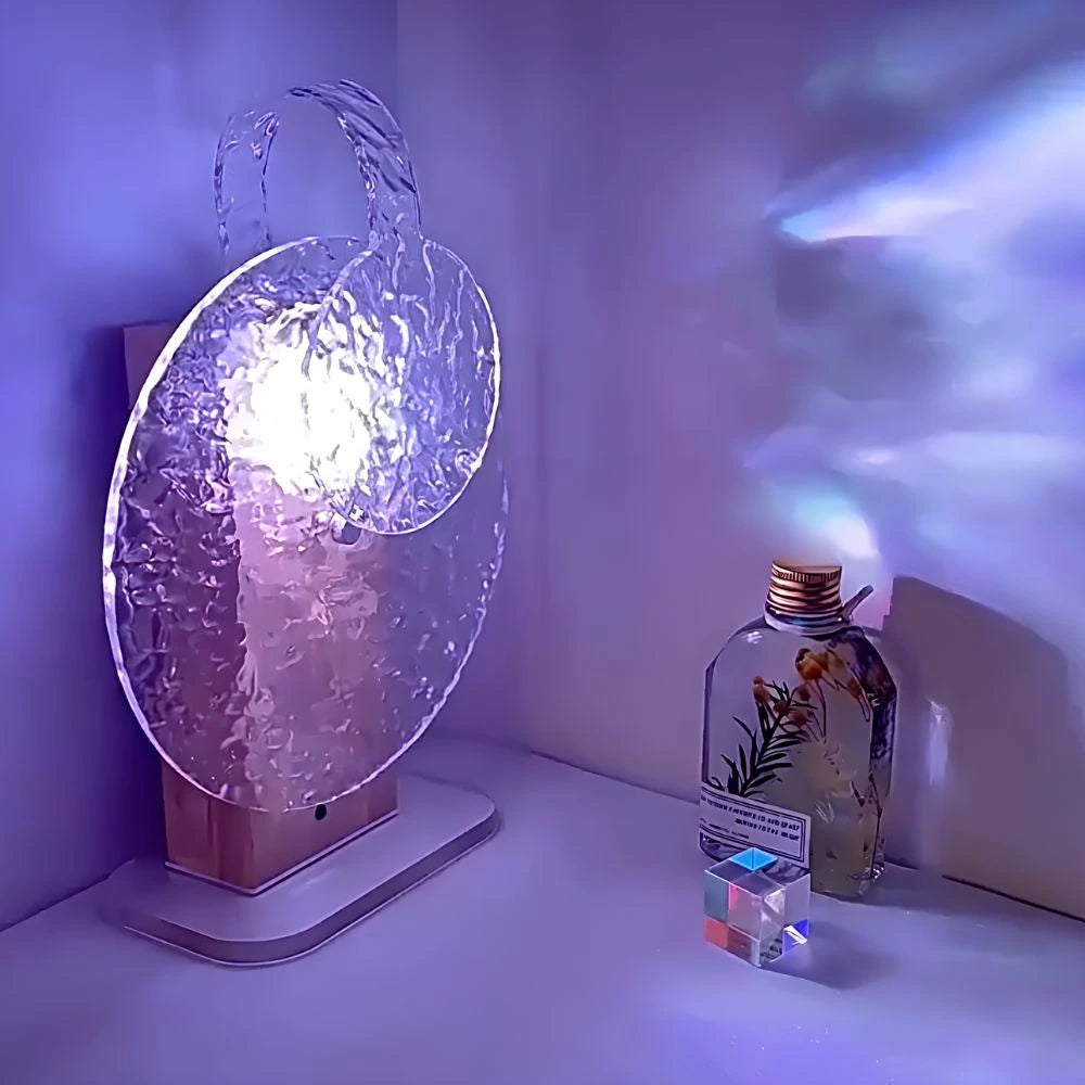 Lampa Atmosferyczna z Projekcją Zachodu Słońca | Regulowane Światło, Akryl i Drewno 5