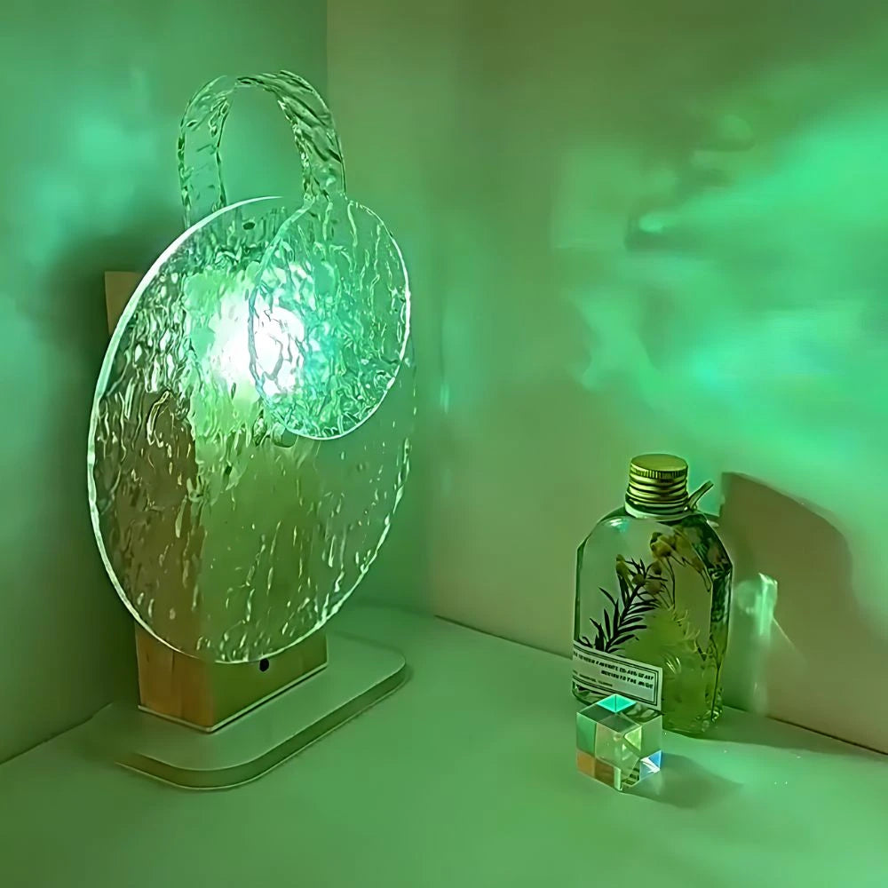 Lampa Atmosferyczna z Projekcją Zachodu Słońca | Regulowane Światło, Akryl i Drewno 6