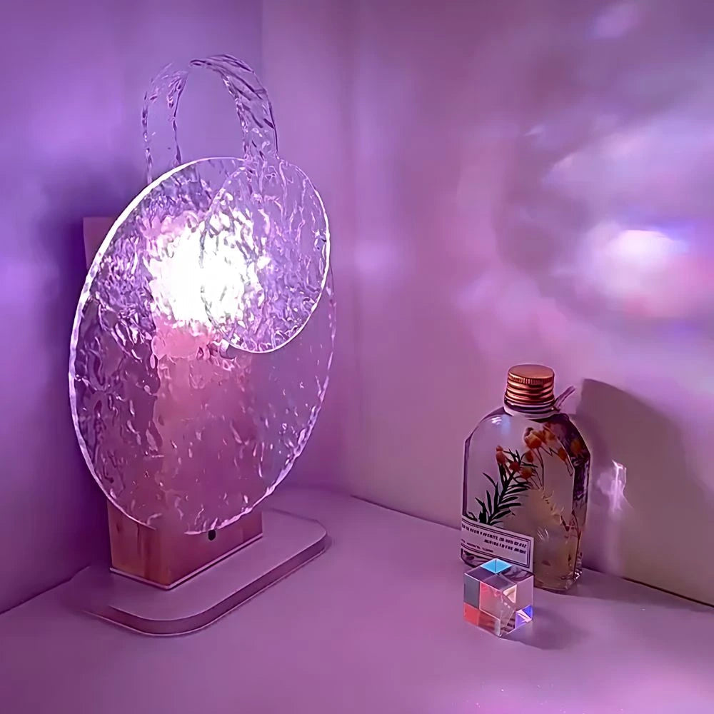 Lampa Atmosferyczna z Projekcją Zachodu Słońca | Regulowane Światło, Akryl i Drewno 7