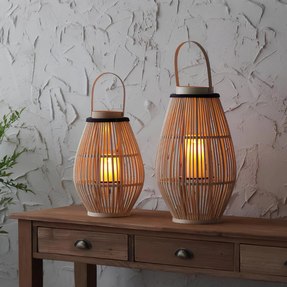 Lampa Bambusowa Bezprzewodowa | Ręcznie Tkana, Elegancka Dekoracja LED 1