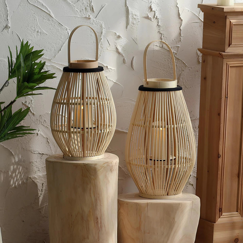 Lampa Bambusowa Bezprzewodowa | Ręcznie Tkana, Elegancka Dekoracja LED 3