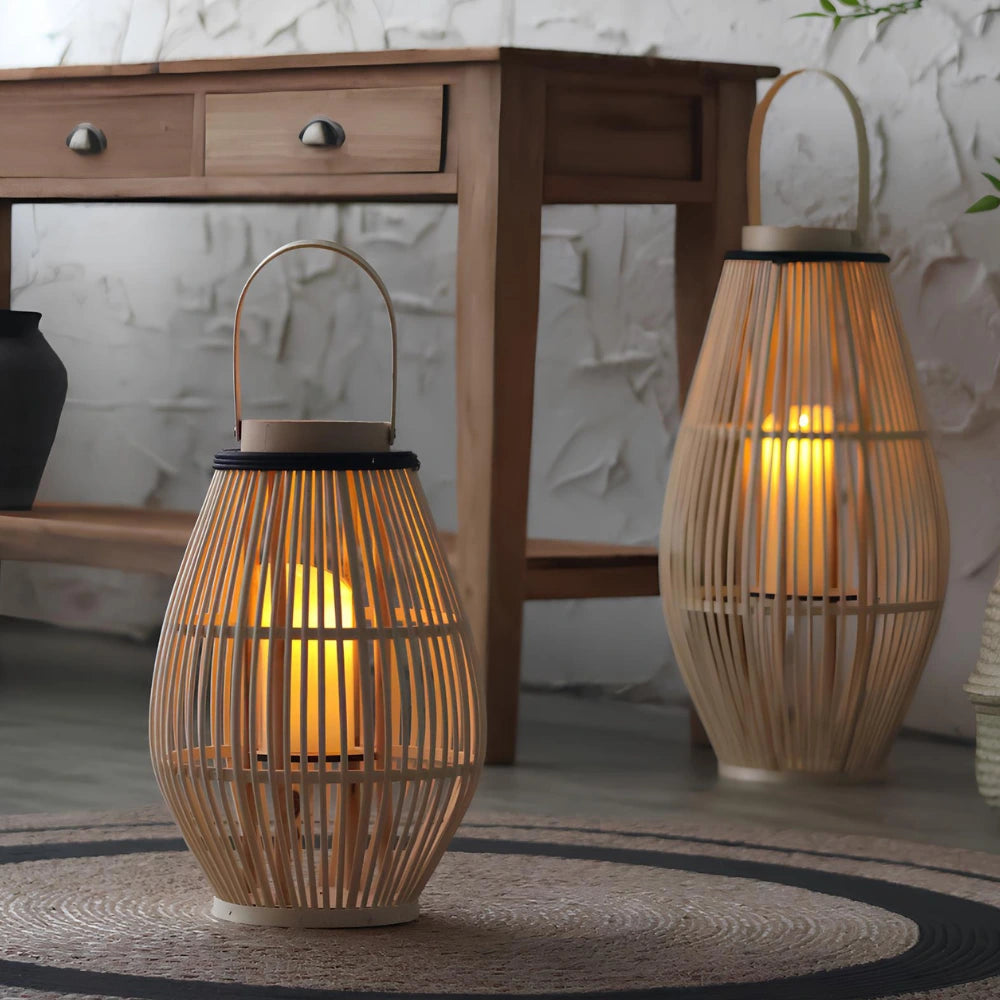 Lampa Bambusowa Bezprzewodowa | Ręcznie Tkana, Elegancka Dekoracja LED 4