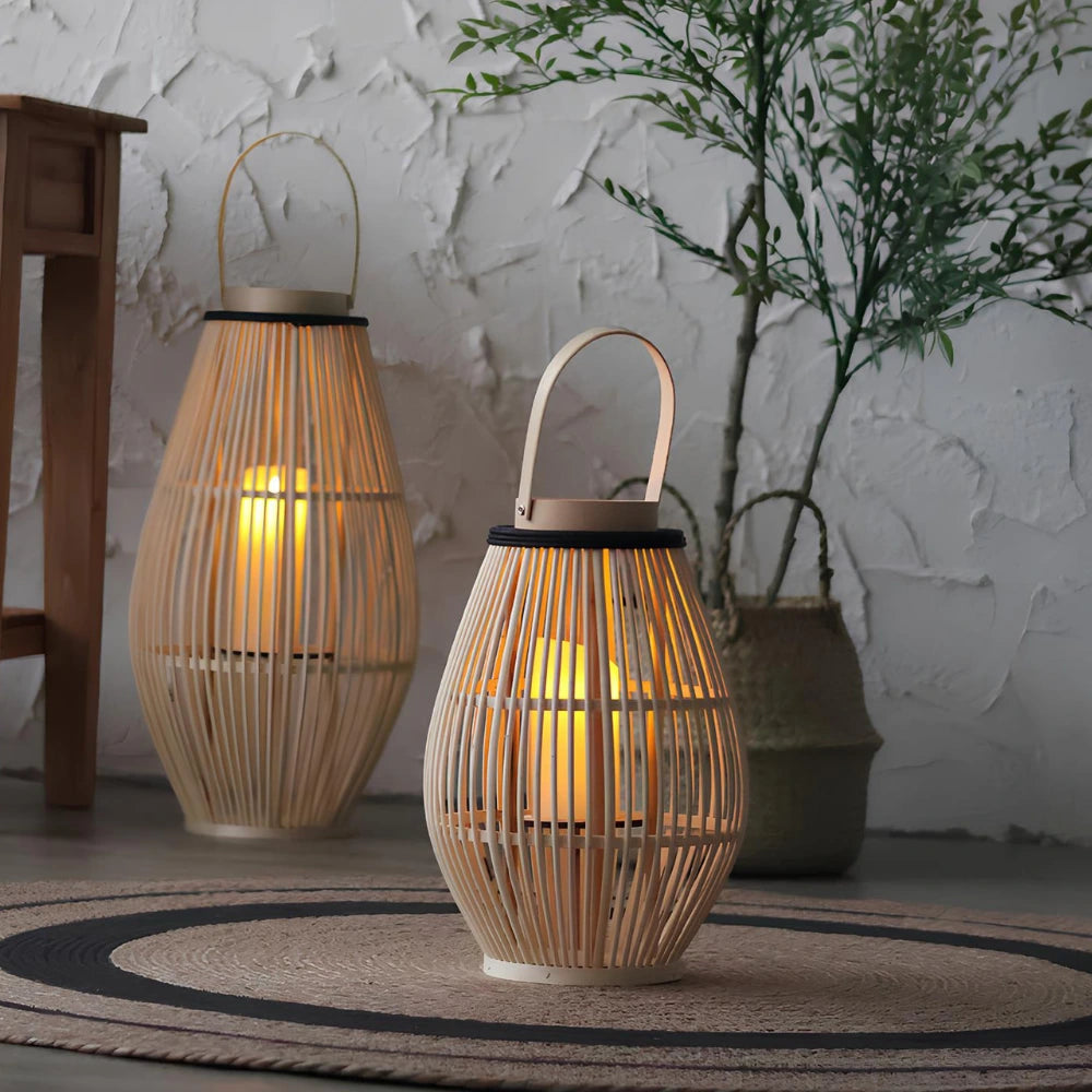 Lampa Bambusowa Bezprzewodowa | Ręcznie Tkana, Elegancka Dekoracja LED 8