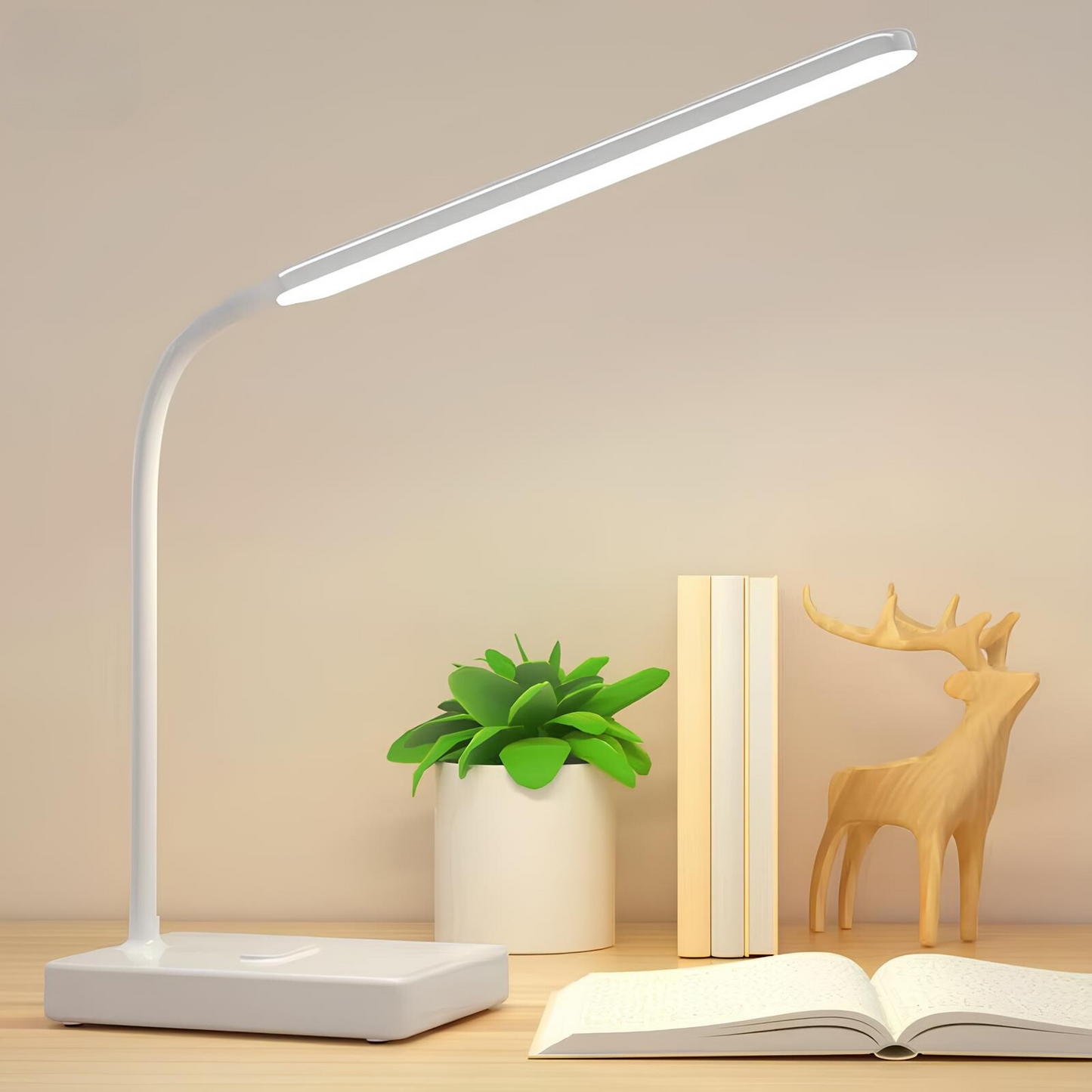 Lampa Biurkowa LED z Elastycznym Ramieniem | Regulowane Kolory, Ściemniacz, USB 1