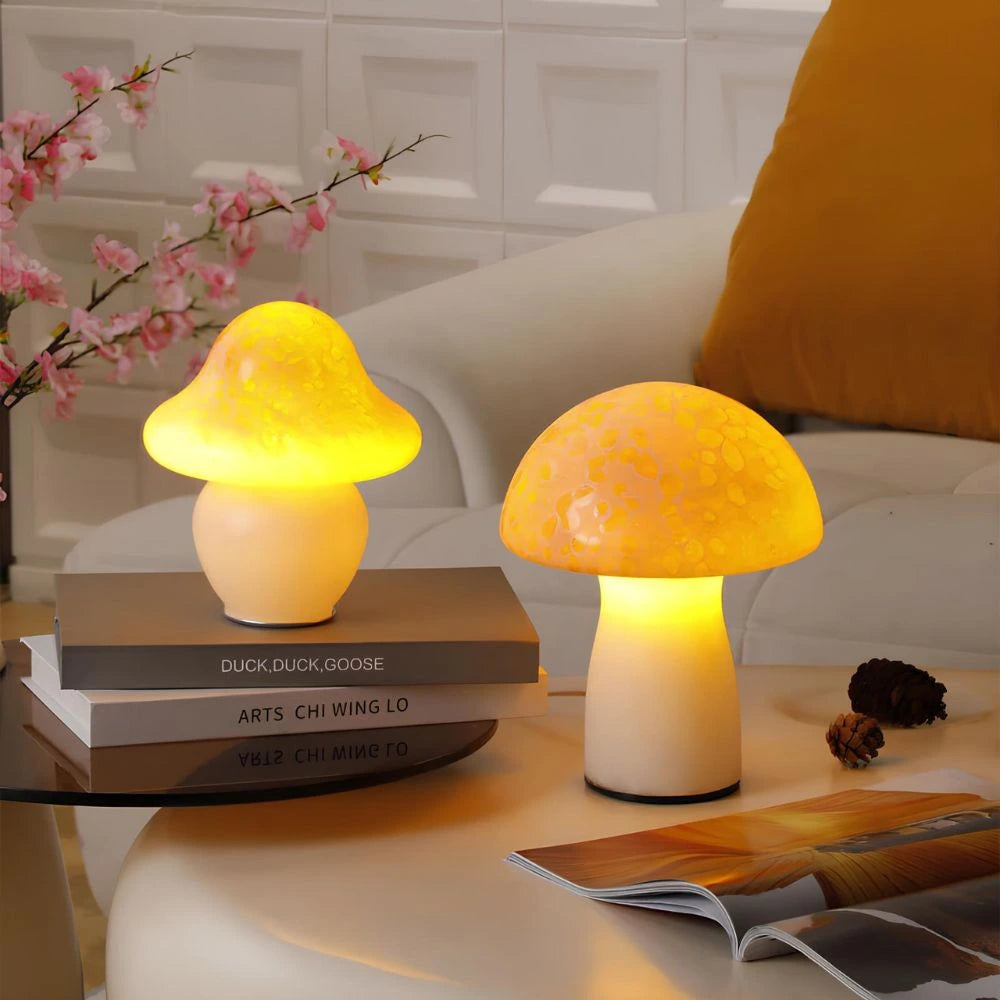 Lampa Grzybowa z Regulacją Jasności | Szklana Konstrukcja, Zasilanie USB 3