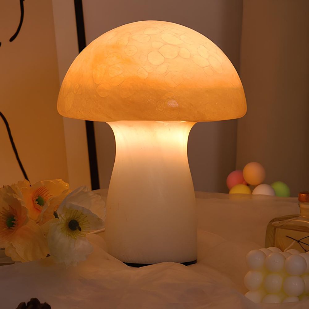 Lampa Grzybowa z Regulacją Jasności | Szklana Konstrukcja, Zasilanie USB 8