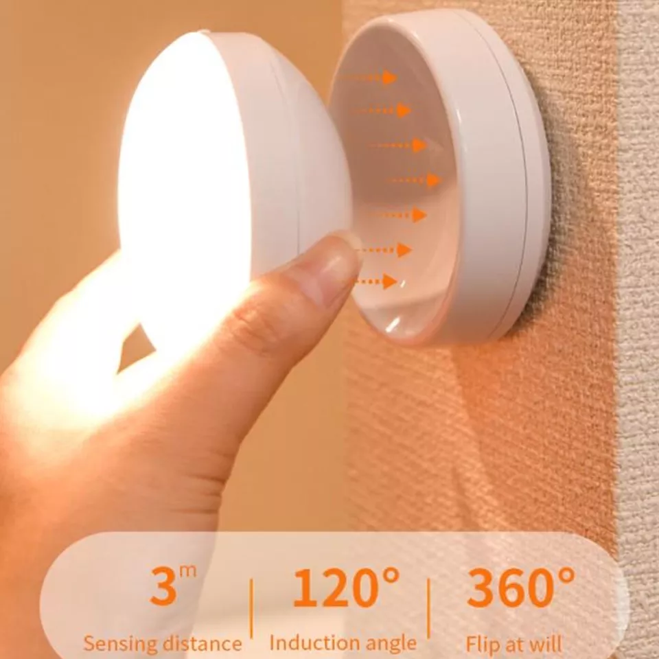 Lampa LED z Czujnikiem Ruchu, Energooszczędna Lampa Ścienna z Obrotową Głowicą 360° 3