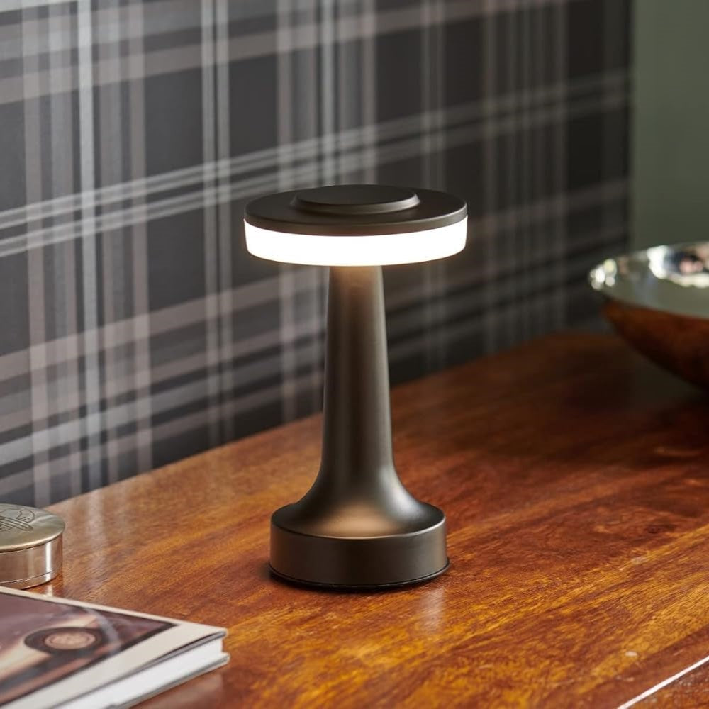 Lampa Stołowa Bezprzewodowa w Stylu Retro | Czarna, Regulowane Oświetlenie z Żelaza 6