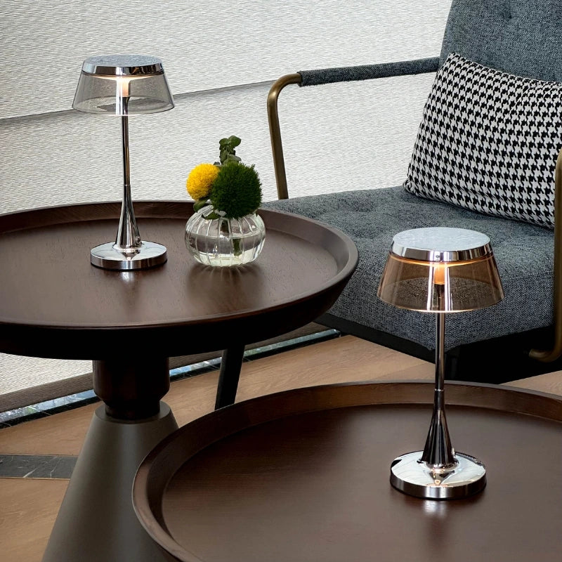 Lampa Stołowa Bezprzewodowa z Regulacją Jasności | Elegancka Lampka Nocna do Salonu, Akrylowa Konstrukcja 3