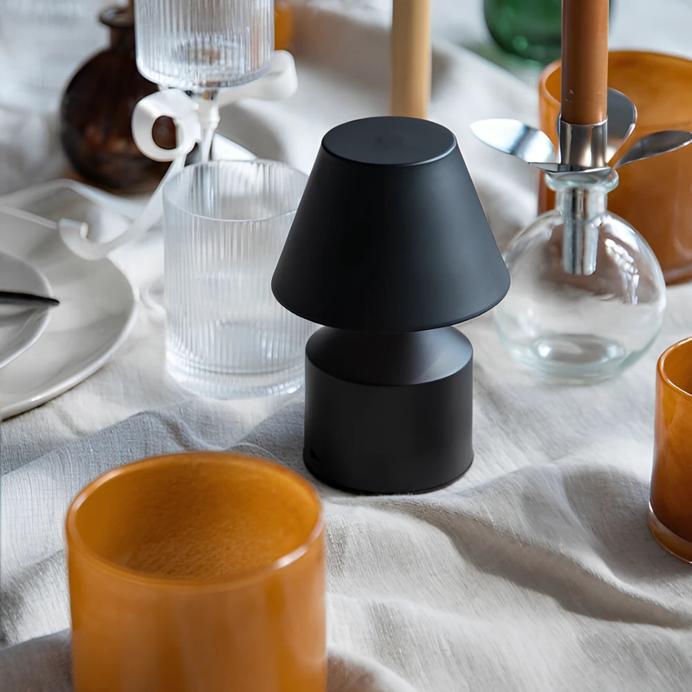 Lampa Stołowa Bezprzewodowa z Regulacją Jasności | Nowoczesny Design, Czarna Lampka Nocna 0