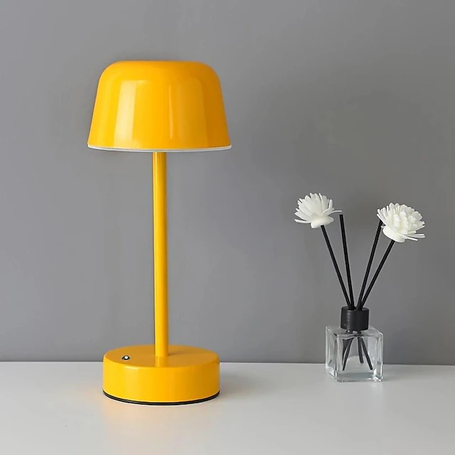 Lampa Stołowa Bezprzewodowa z Regulowanym Światłem | Elegancka Metalowa, Kompaktowa Lampka Nocna do Salonów 7