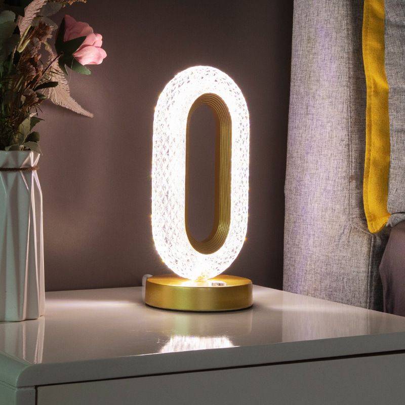 Lampa Stołowa Kryształowa z Regulowanym Oświetleniem | 3 Tryby Światła, Ładowanie USB-C 4