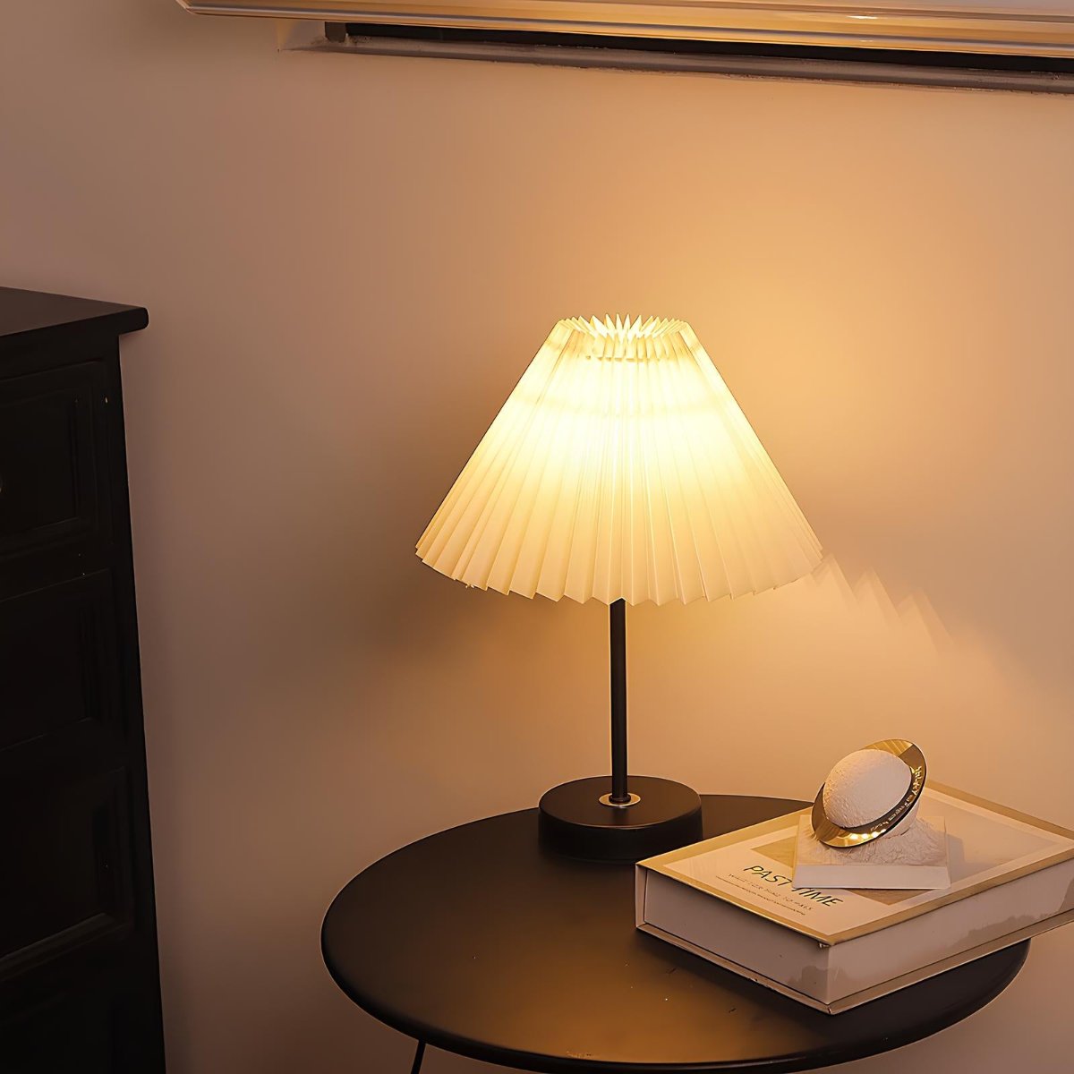 Lampa Stołowa Szklana z Plisowanym Abażurem | Regulowane LED, Stabilna Podstawa do Salonu 3