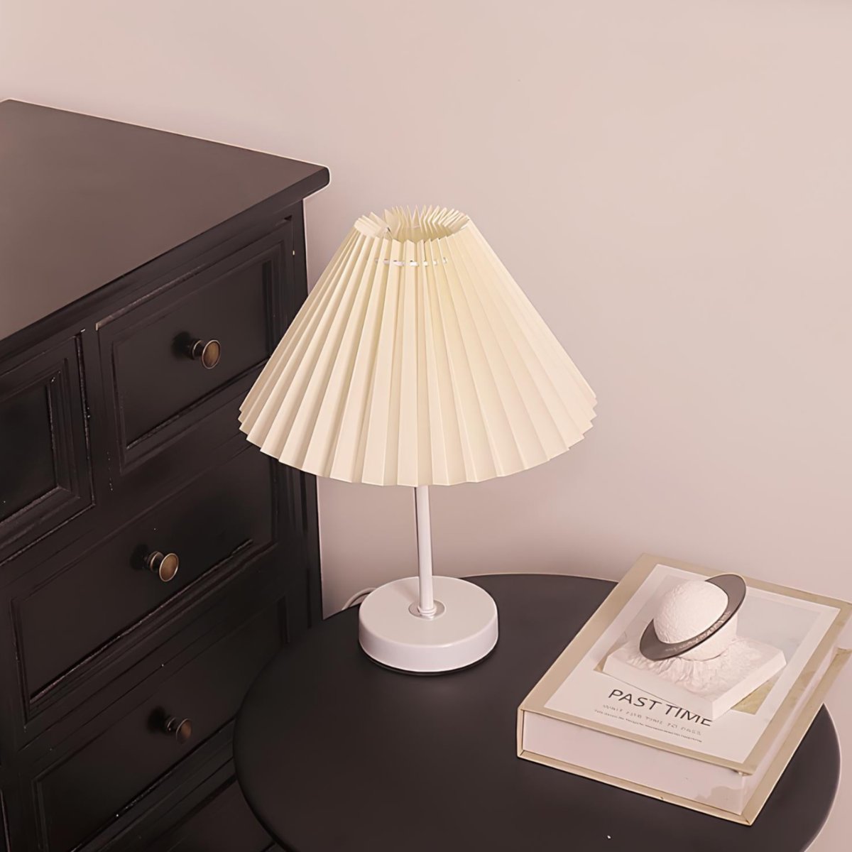 Lampa Stołowa Szklana z Plisowanym Abażurem | Regulowane LED, Stabilna Podstawa do Salonu 7