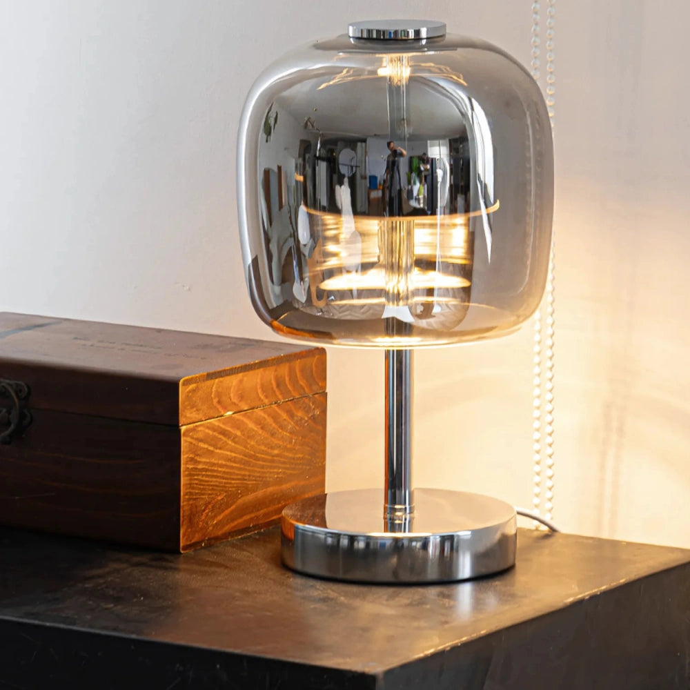 Lampa Stołowa Szklana z Żelaza | Regulowane Oświetlenie, Nowoczesny Design, Zasilanie USB 2