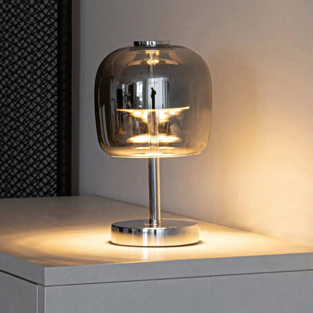 Lampa Stołowa Szklana z Żelaza | Regulowane Oświetlenie, Nowoczesny Design, Zasilanie USB 4