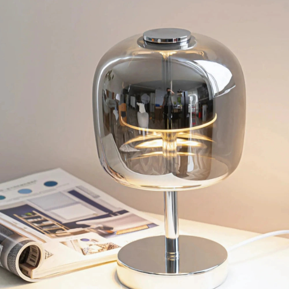 Lampa Stołowa Szklana z Żelaza | Regulowane Oświetlenie, Nowoczesny Design, Zasilanie USB 5
