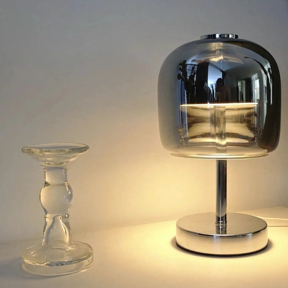 Lampa Stołowa Szklana z Żelaza | Regulowane Oświetlenie, Nowoczesny Design, Zasilanie USB 6
