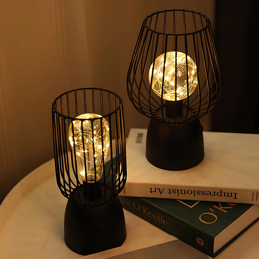 Lampa Stołowa Żelazna na Baterie | Elegancki Design z Ciepłym Białym Światłem do Salonów 3