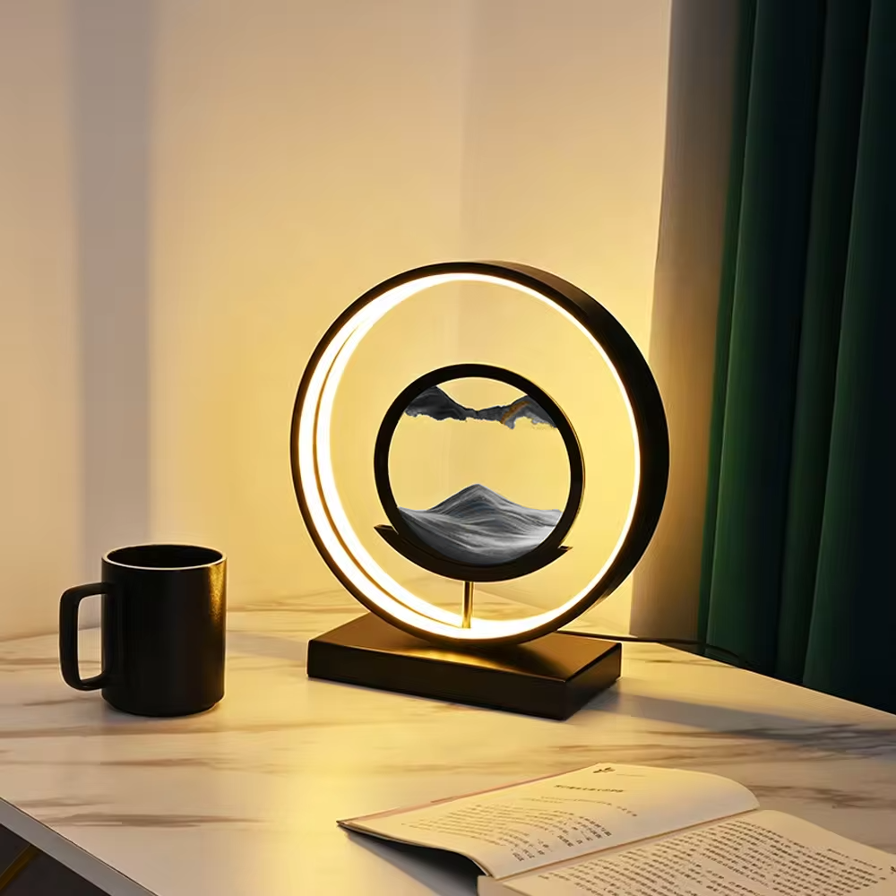 Lampa Sufitowa LED z Dyskiem Piaskowym | Eleganckie Oświetlenie Dimmable 28 cm 2