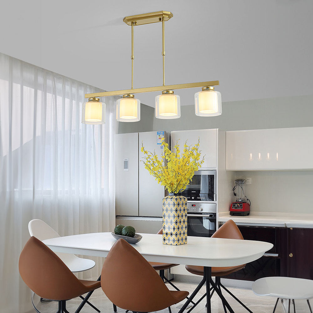 Lampa Sufitowa Szklana z Regulacją Wysokości | Elegancka do Kuchni i Jadalni, Żelazo i Szkło, Średnica 70/90 cm 3