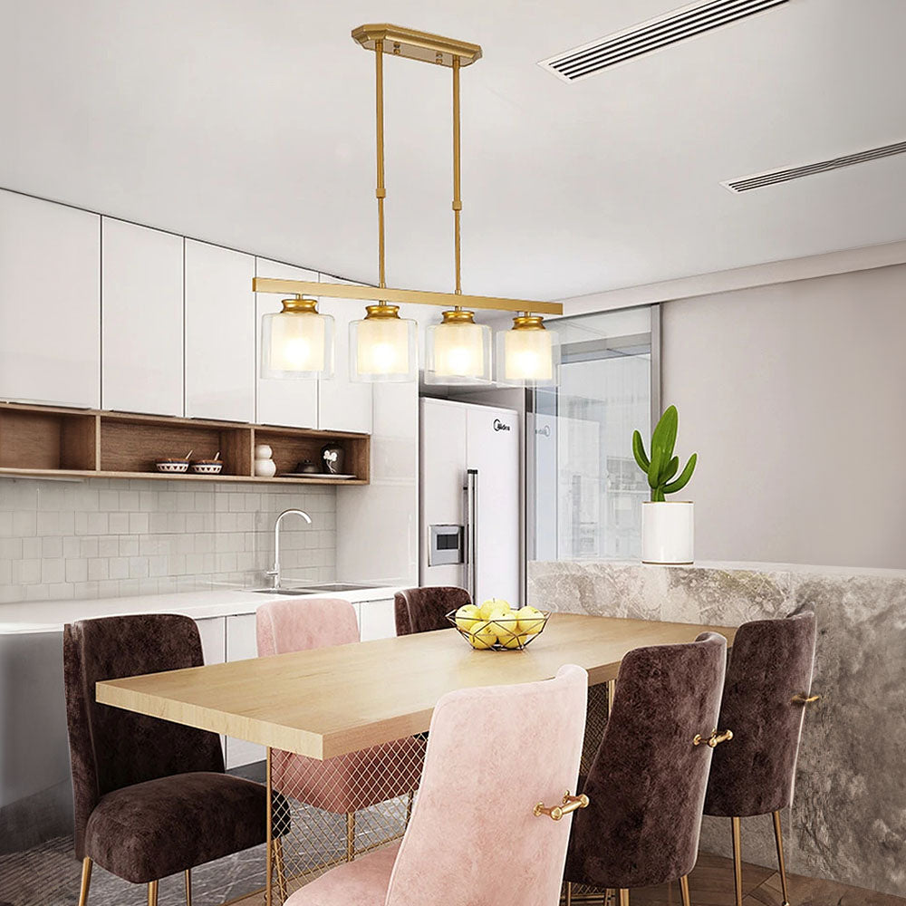 Lampa Sufitowa Szklana z Regulacją Wysokości | Elegancka do Kuchni i Jadalni, Żelazo i Szkło, Średnica 70/90 cm 6