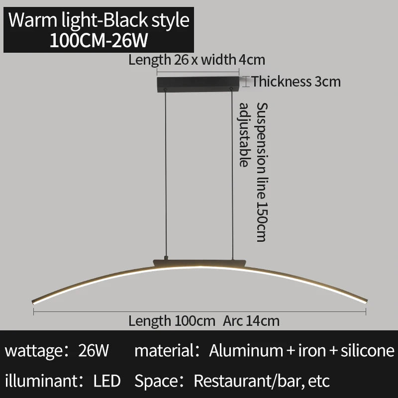 Lampa Wisząca LED 100 cm | Regulowana Jasność | Idealna do Salonu i Jadalni 10